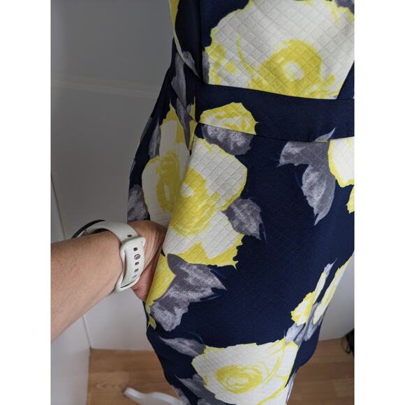 Missguided EUC romper dress skirt floral 10 navy blue yellow white - Picture 12 of 14